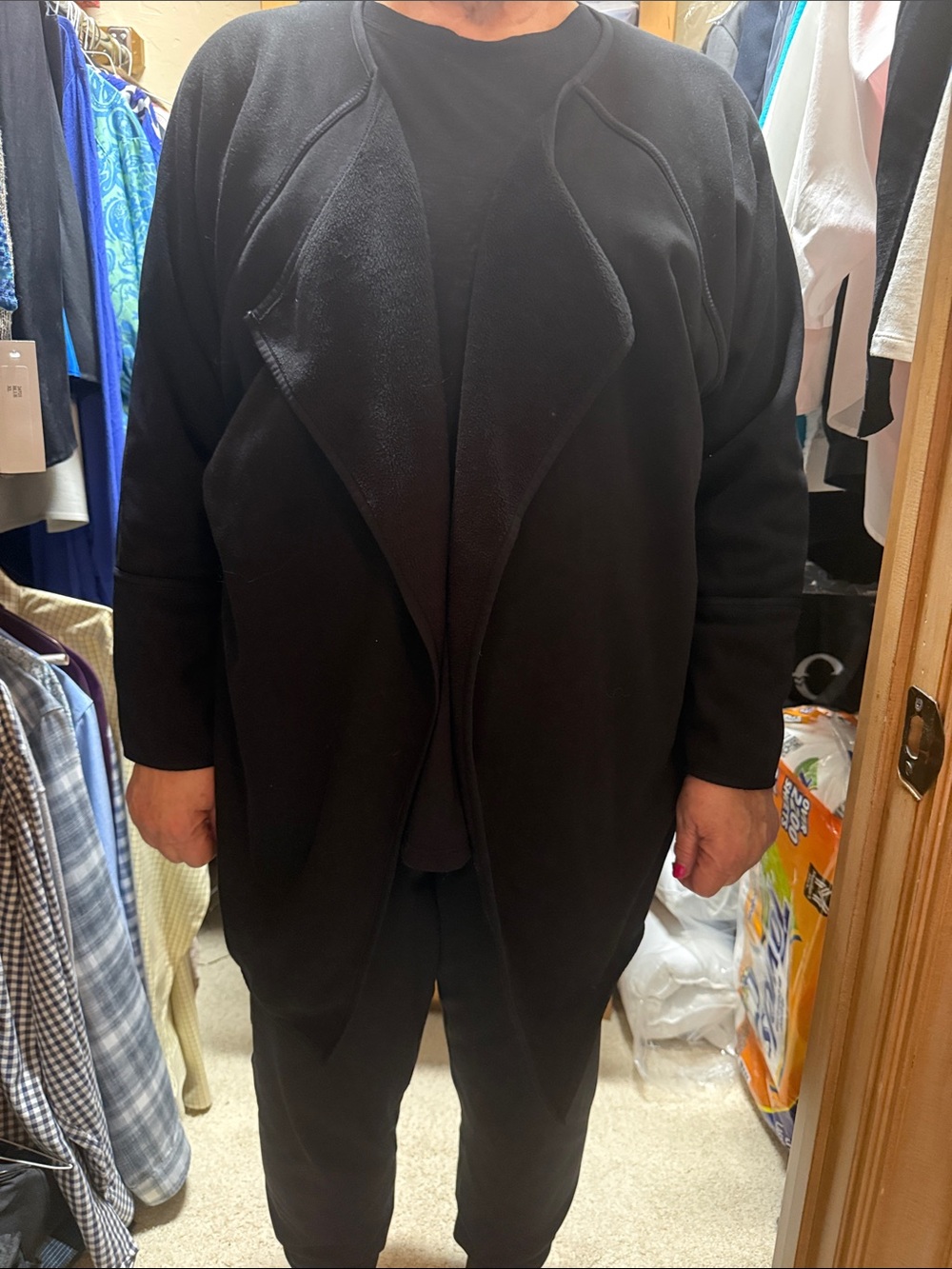 Athleta Black Draped Open-Front Cape Jacket